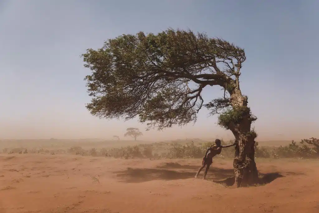 Dans le sud de Madagascar, le Tioka est un vent qui souffle toute l'année et qui peut créer des vagues de poussière et de sable. Il peut également parcourir des centaines de kilomètres et recouvrir les terres agricoles de plusieurs régions du pays. Le phénomène, peut transformer une route en dune en seulement trois jours. Selon les agriculteurs locaux, ce phénomène est devenu plus fréquent depuis 2019. © UNICEF/UN0595862/Andrianantenaina