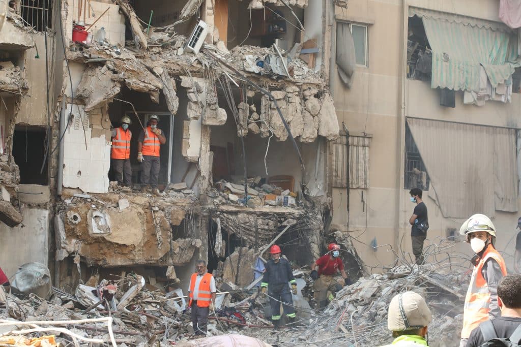 Des immeubles sont en ruines suite à une attaque aérienne sur la banlieue sud de Beyrouth le vendredi 20 septembre 2024© UNICEF/UNI648875/al Mussawir - Ramzi Haidar