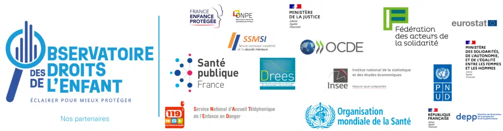 Bannière avec les logos des partenaires de l'Observatoire des droits de l'enfant 